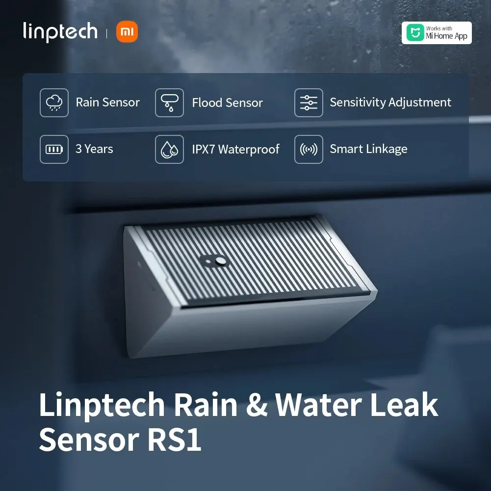 Linptech Water Leak Sensor RS1,Xiaomi Flood & Rain Detector IPX7 Waterproof for Home Security Works with Mijia App image_0