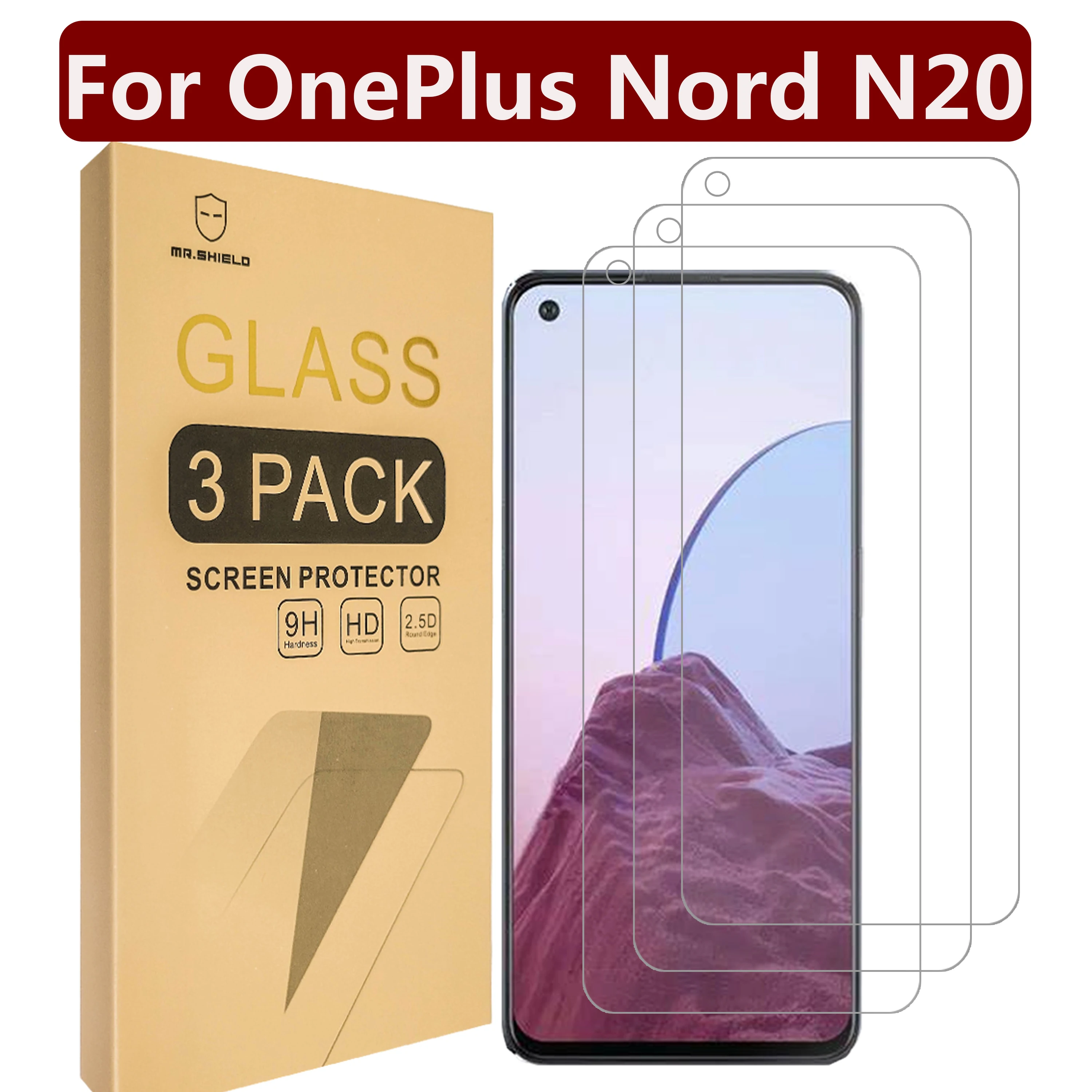 

Mr.Shield Screen Protector compatible with OnePlus Nord N20 [Shorter Fit for Case Version] [Tempered Glass] [3-PACK]