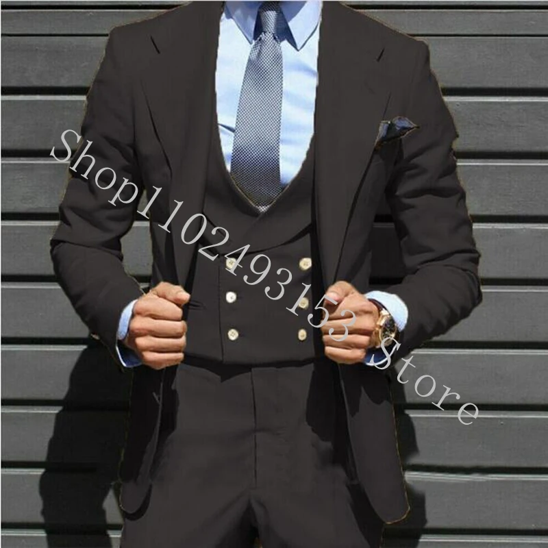 2023 New Arrival Men Suits For Wedding Notched Lapel Two Buttons 3 Pieces Formal Business Groomsmen Wedding Tuxedo Costume Homme