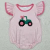 Boutique Baby Infant Girls Rompers Daddy's Fishing Buddy Embroidery Short Sleeve Rompers Toddler Girls Bubbles Sibling Rompers 4