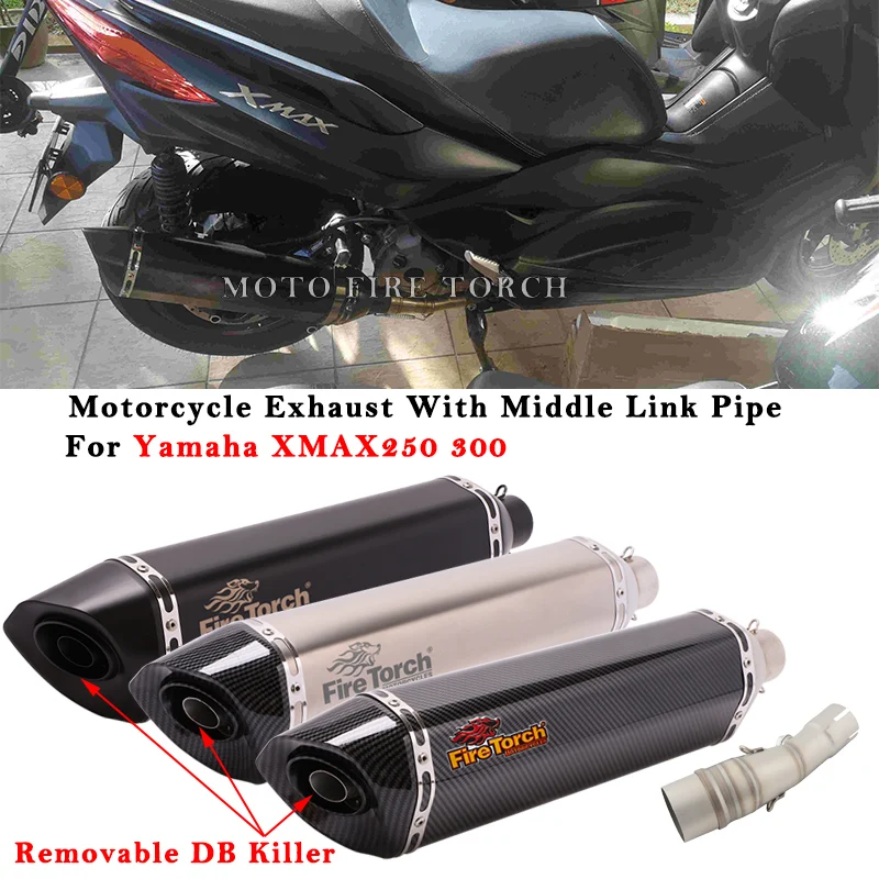 

Motorcycle Exhaust Moto Escape System Modify Muffler With Middle Link Pipe For YAMAHA XMAX250 XMAX300 XMAX 250 300 2017 - 2023