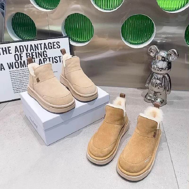 

Snow Boots For Women Brand Designers Fashion Trendy Short Boots Keep Warm Plus Plush Fur Versatile Winter Slip On Females Shoes