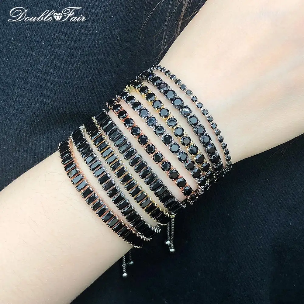 Schwarzes Kristall Tennis Armband für Männer Frauen verstellbare Steampunk Zirkonia Armreif Kette auf der Hand Hip Hop Hippie Punk Geschenke Schmuck – Detail 6