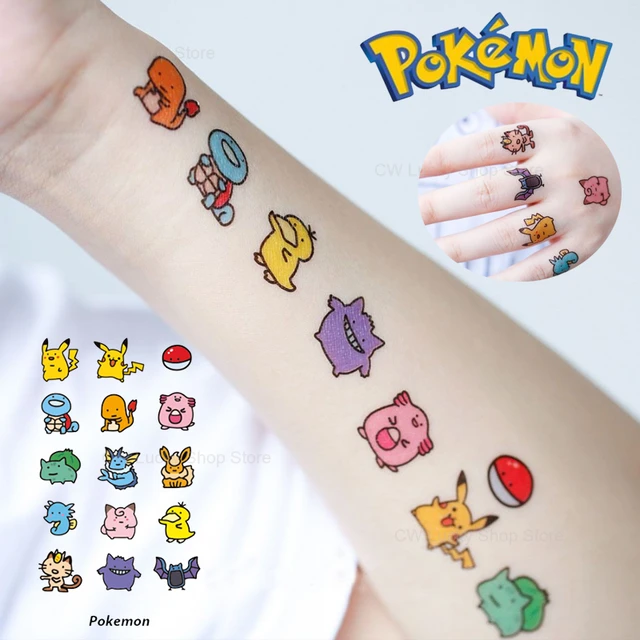 Anima Tattoopokemon Tattoo Stickers - Pikachu & Gengar Cartoon Body Art  For Kids & Adults