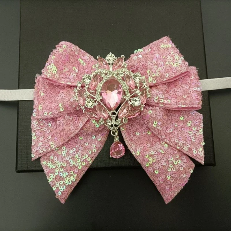 Original Design Fliege Britische Koreanische Hochzeit Anzug Hemd Kragen Blume Luxus Rosa Strass Zubehör Handgemachte Geschenke Krawatten – Detail 5