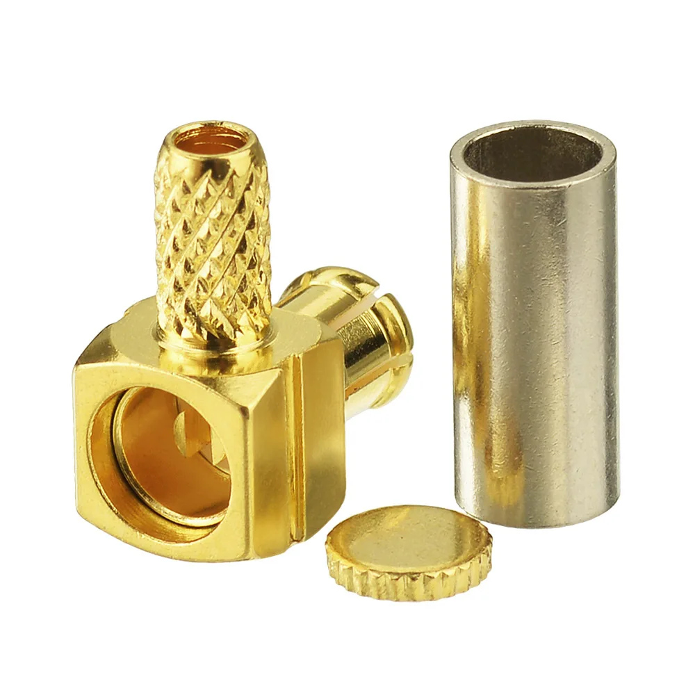 MCX Crimp Male Right Angle RF Coaxial Connectors for LMR100 RG174 RG316