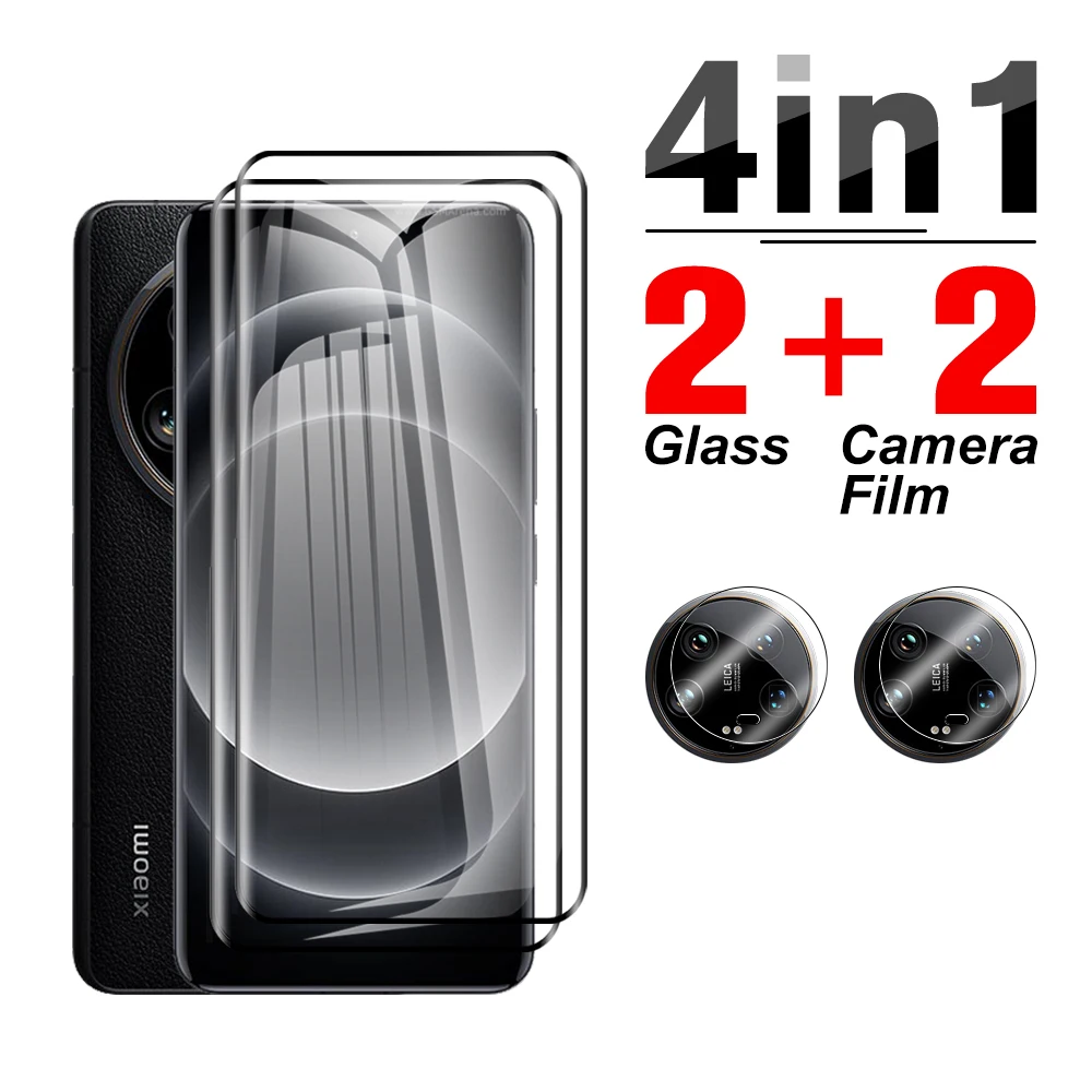 Pellicola Salvaschermo 4 In1 Per Xiaomi 14 Ultra 2024 Xioami14Ultra 20D Vetro Protettivo Curvo 3D Xaomi 14 Ultra 6.73 ''Vetro Per Fotocamera