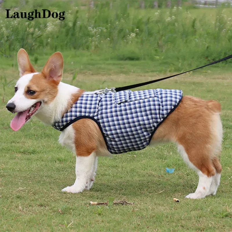 

Autumn Winter Pet Dog Clothes Plaid Padded Cotton Vest Warm Coat Jacket For Large Medium Small Dogs Corgi Pets Clothing XS-4XL