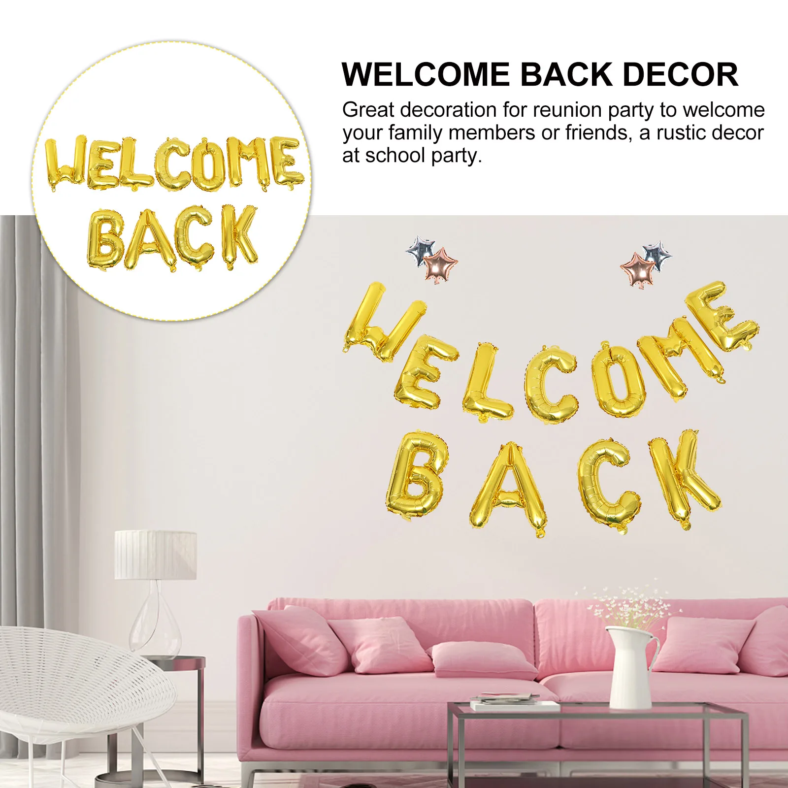 Yay! You're Home! Banner Di Benvenuto - Striscione Glitterato Per Feste Di Ritorno A Casa, Cartello Riutilizzabile, Nero