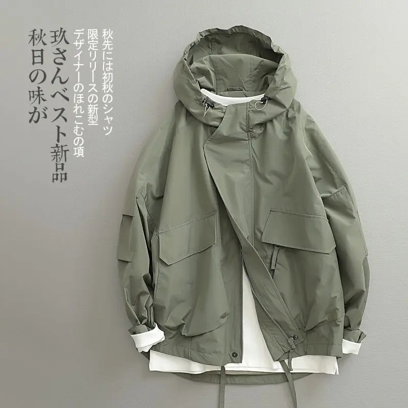 Hooded Wide-range Jacket 2023 New Japanese Style Retro Trendy Three-dimensional Cut Short All-match Windproof Jacket for Men