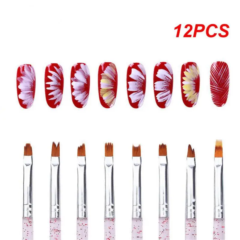 

12PCS color Nail Art Brushes Professional Flower Painted Pen UV Gel French Phototherapy Acrylic Drawing Brushes Nail Tool