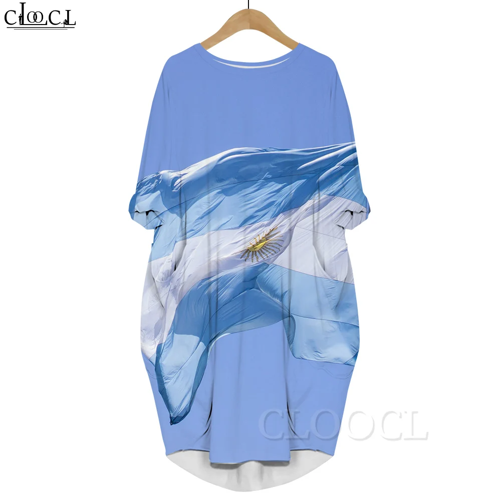 Camocl Abiti Bandeira Da Argentina Stampa Grafica Abiti Abiti Larghi Abito Manica Lunga Robe Harajuku Abbigliamento Femminile