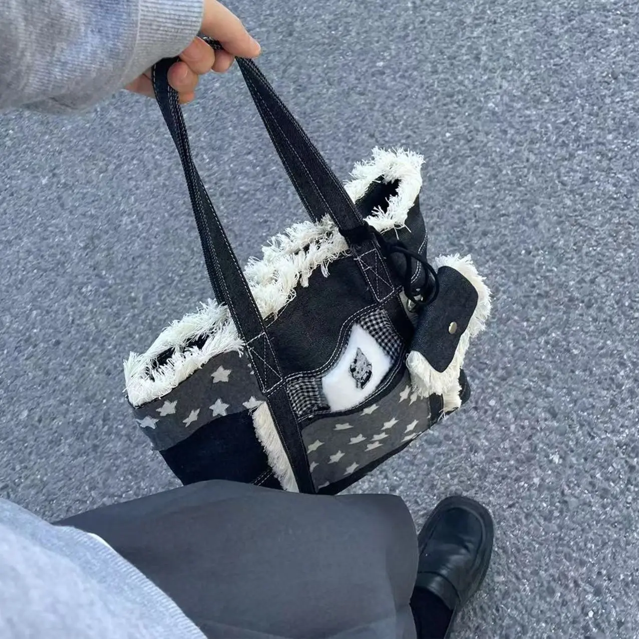 

2022 Winter New Denim Tote Bag Women Handle Handbags Luxury Shoulder Crossbody Bags Casaul Big Shopper Purses