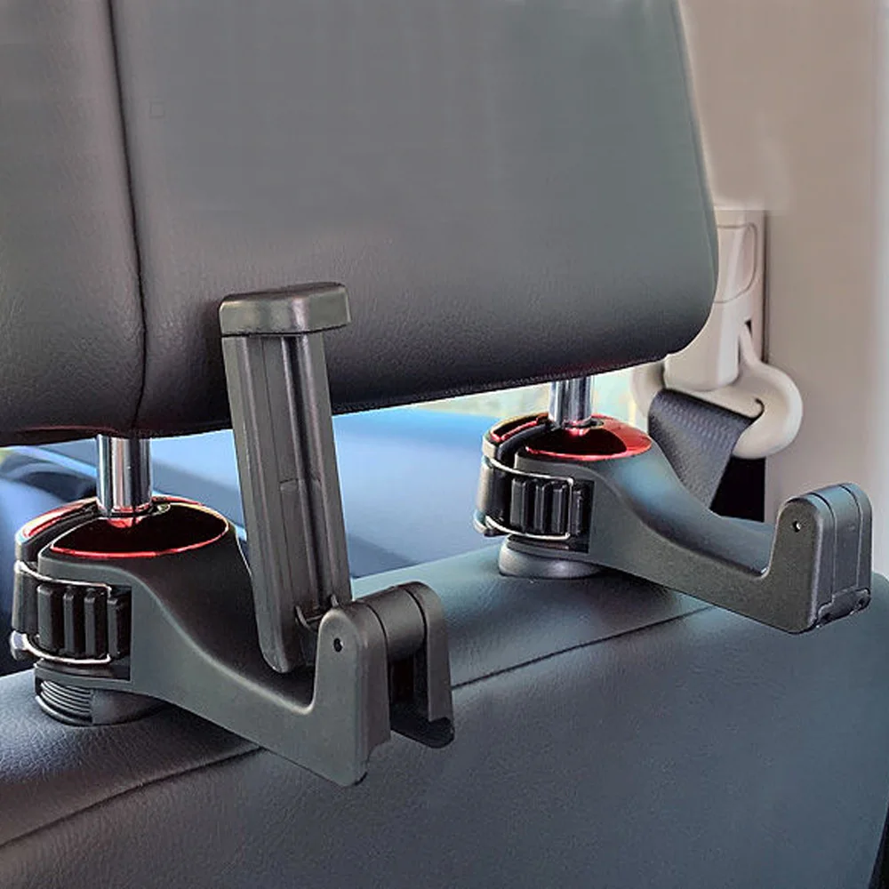 Universal 2 In 1 Car Headrest Hooks Phone Holder Seat Back Organizer Bag Hangers Handbag Storage Hooks Car Interior Accessories