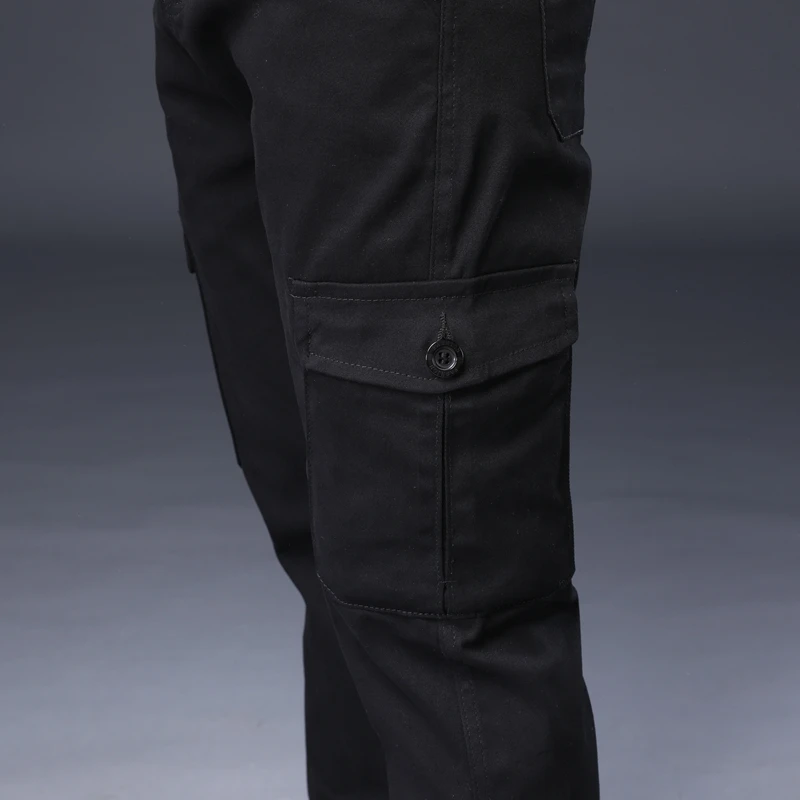 Plus Größe Männer Baumwolle Schwarz Mehrere Taschen Cargo Hosen Casual Multi Taschen Lange Hosen Männer Gerade Hosen Taktische Hosen – Detail 14