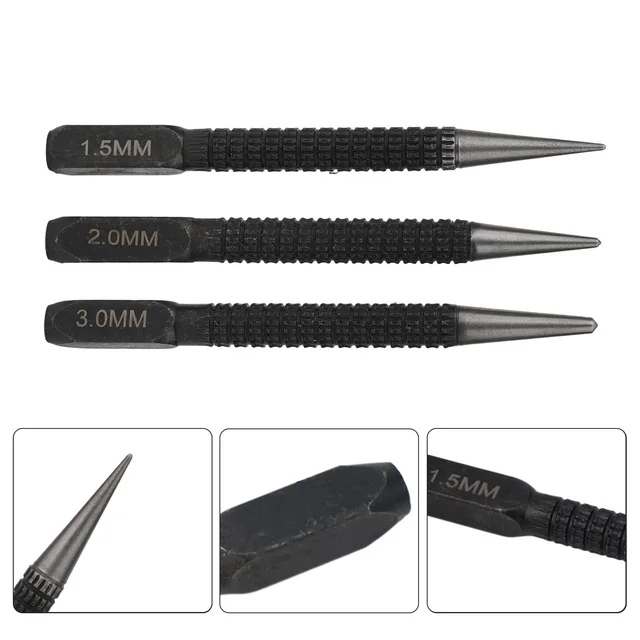 1pc 1.5mm/2mm/3mm Alloy Steel Center Punch Set Non Center Punch For Alloy Steel Metal Wood Marking Drilling Tool Center Punches 1pc 1.5mm/2mm/3mm Alloy Steel Center Punch Set Non Center Punch For Alloy Steel Metal Wood Marking Drilling Tool Center Punches