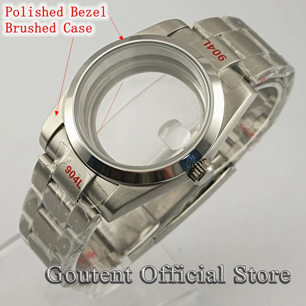 36mm 39mm Goutent Silver Brushed Watch Case With Strap Fit NH35 NH36 Miyota 8215/821A,DG2813 3804,ETA 2836 2824 PT5000 Movement