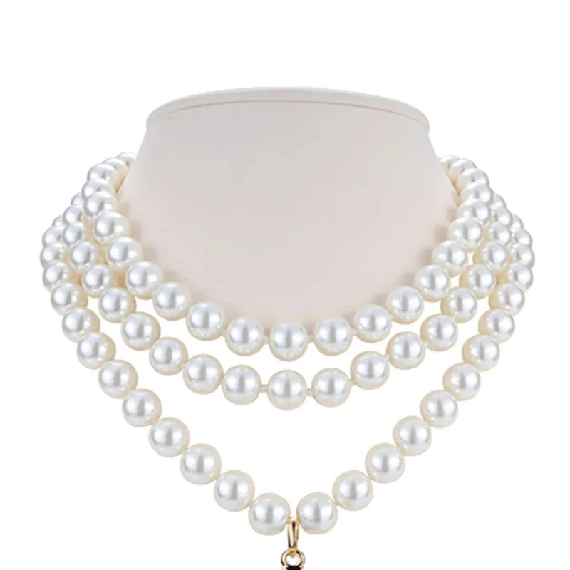 

Three-layer Stereoscopic Pearl Full Diamond French Retro Planet Necklace Choker Clavicle Chain For Women Gift Wedding Party