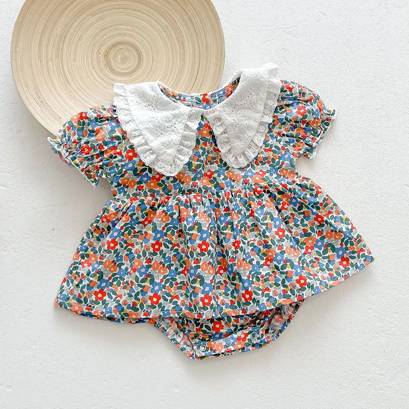 New 2022 Infant Baby Girls Sleeveless Flower Jumpsuit + Hat 0-3Yrs Summer Kids Baby Girls Clothes Rompers Kids Baby Girl Rompers Baby Bodysuits classic Baby Rompers