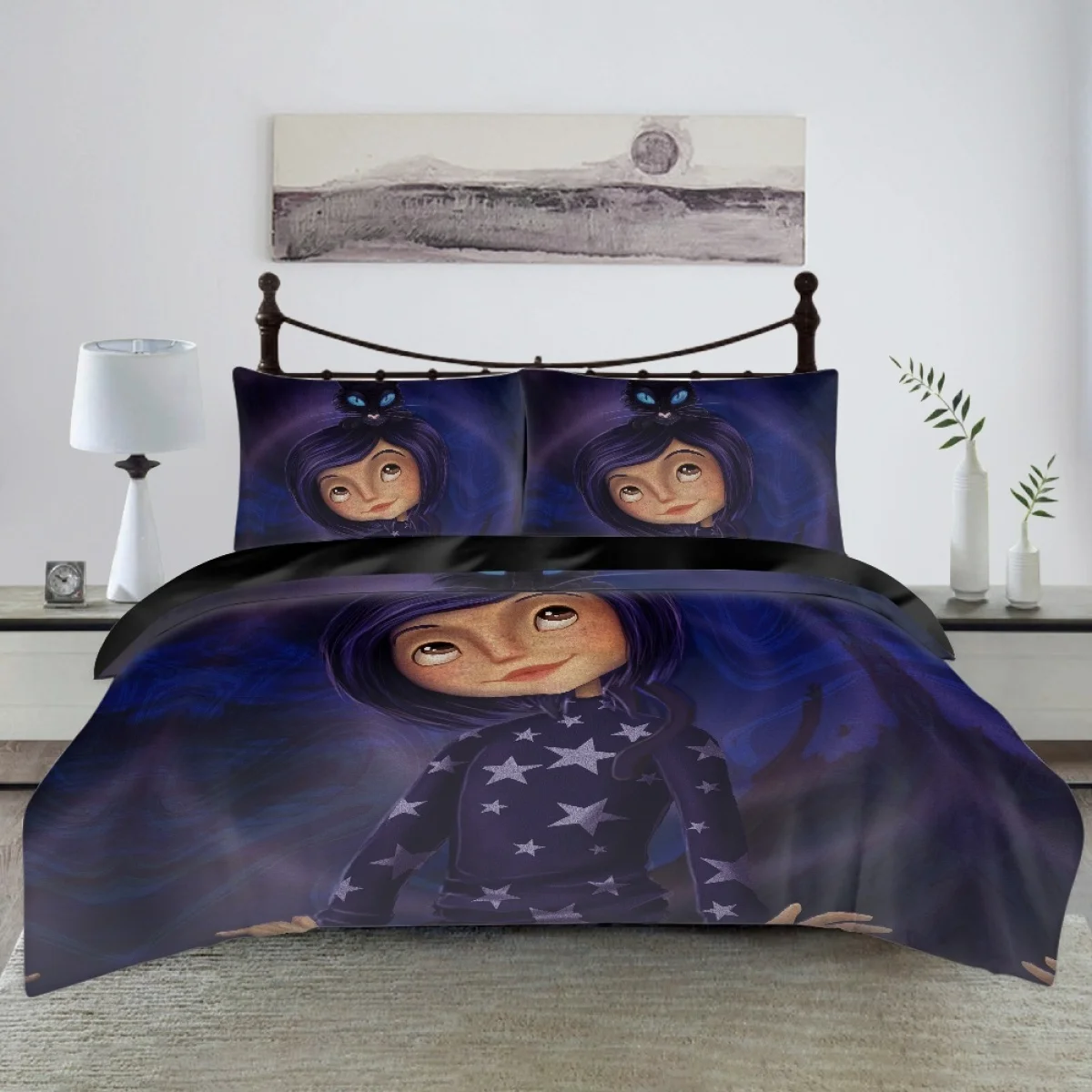 

TOADDMOS Coraline the Secret Door Cartoon Anime Bedding Set Kawaii Quilt Cover Duvet Cover Pillowcase Kids Girls Twin King Size