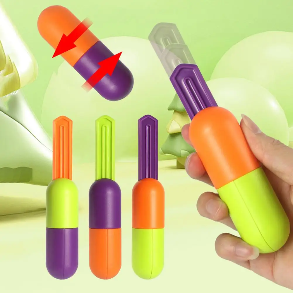 

Creative Capsule Shape Mini Telescopic Cutter Fidget Toy Colorful Fingertip Plastic Cutter Decompression Toy Anti-Anxiety & Stre