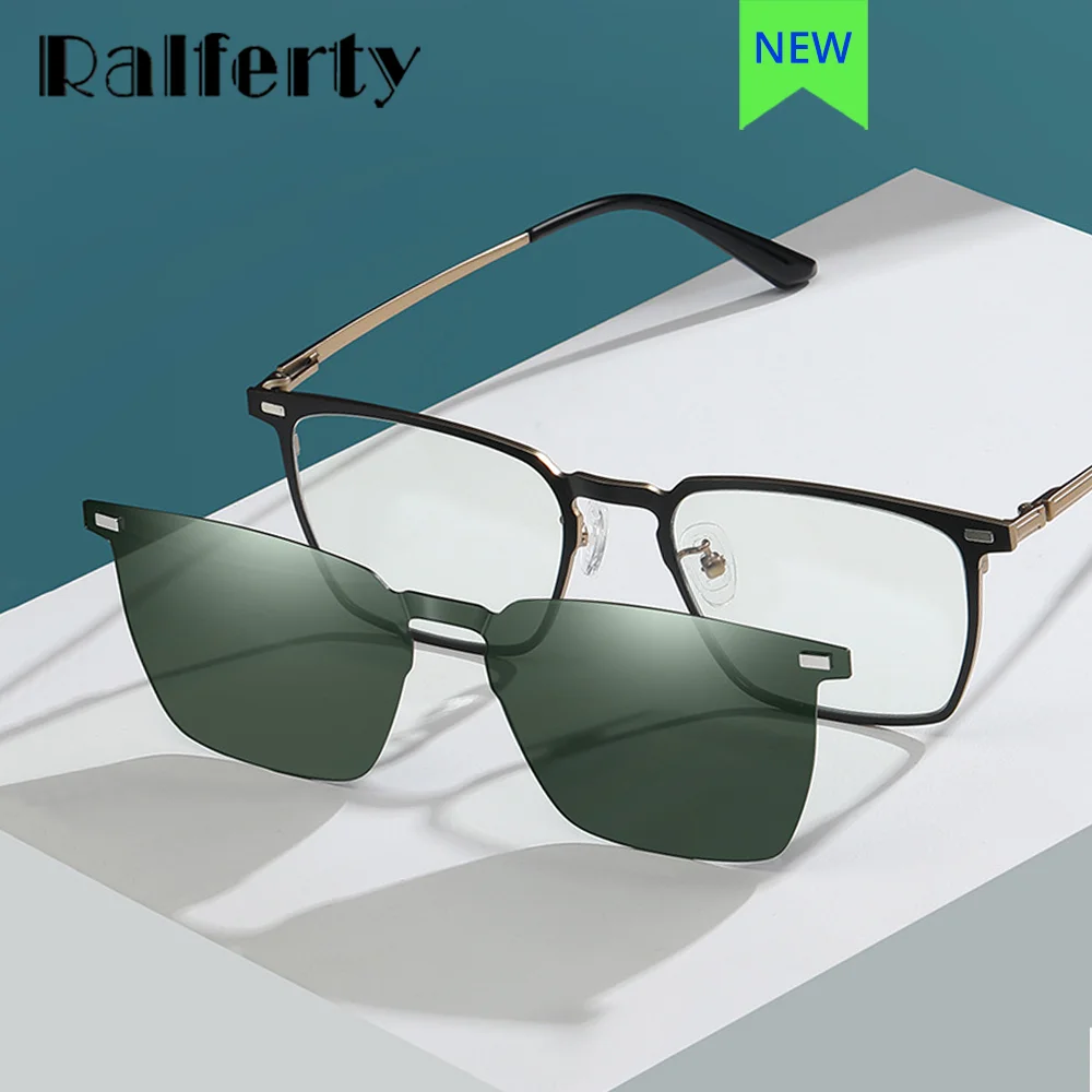 

Ralferty 2 In 1 Polarized Magnetic Sunglasses Men Clip On Glasses Women Shade Driving Prescription Myopia Optic Frame No Diopter