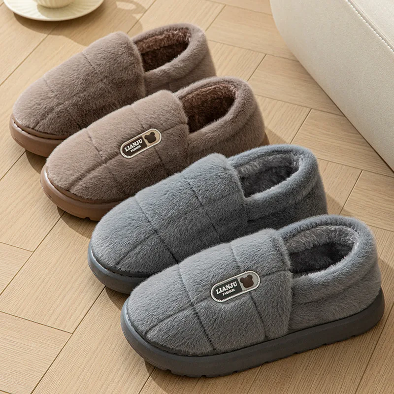 Evshine Damen-Schuhe aus flauschiger Baumwolle, warmes Fell, Plüsch, Innenrutschen, Herren, bequem, weich, flauschig, Hausschuhe, Winter, pelziger Haus-Baumwoll-Slipper – Detail 10