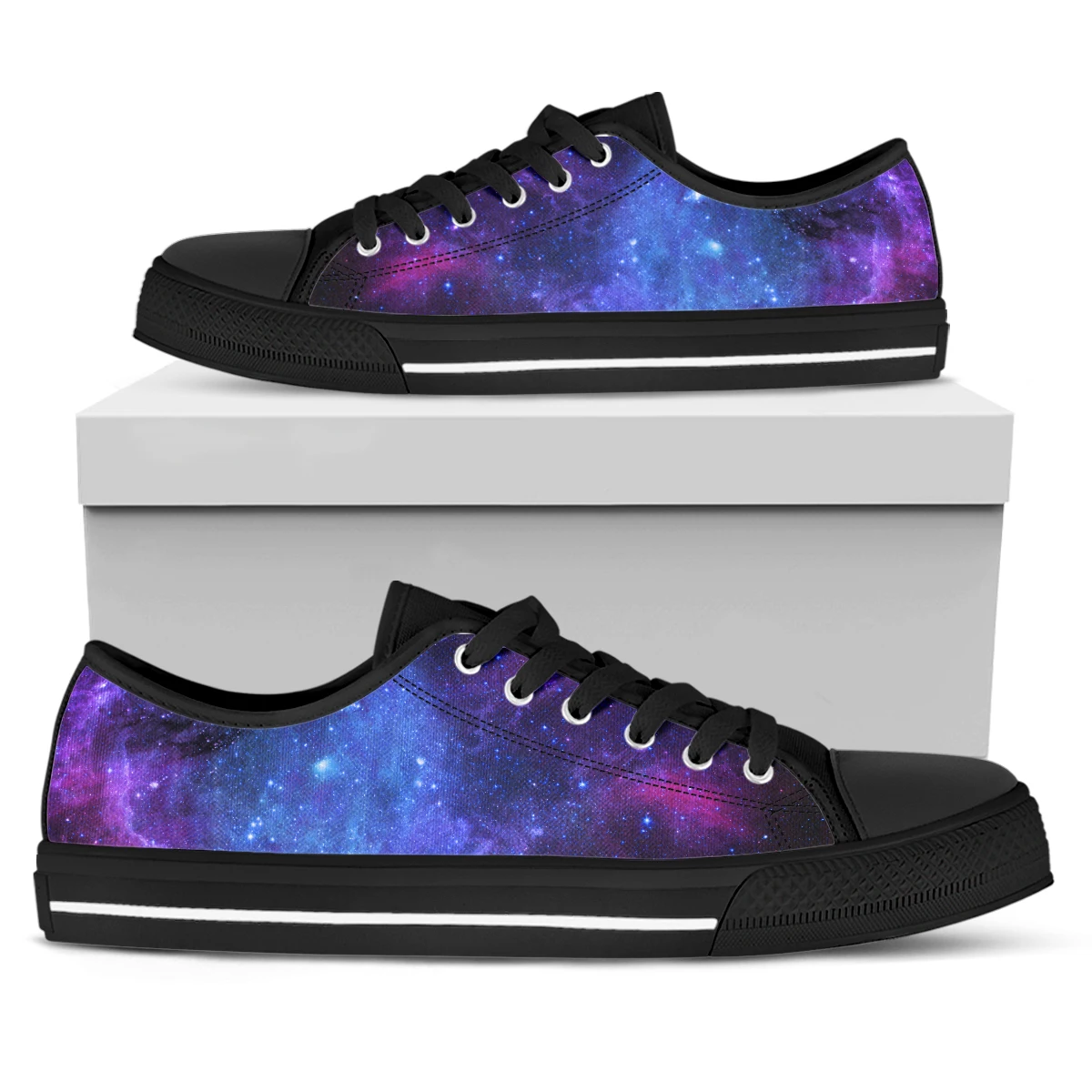 

ELVISWORDS Fantasy Starry Sky Universe Design Lightweight Lace-up Shoes Soft-soled Outdoor Casual Shoes Canvas Shoes Flat Shoes