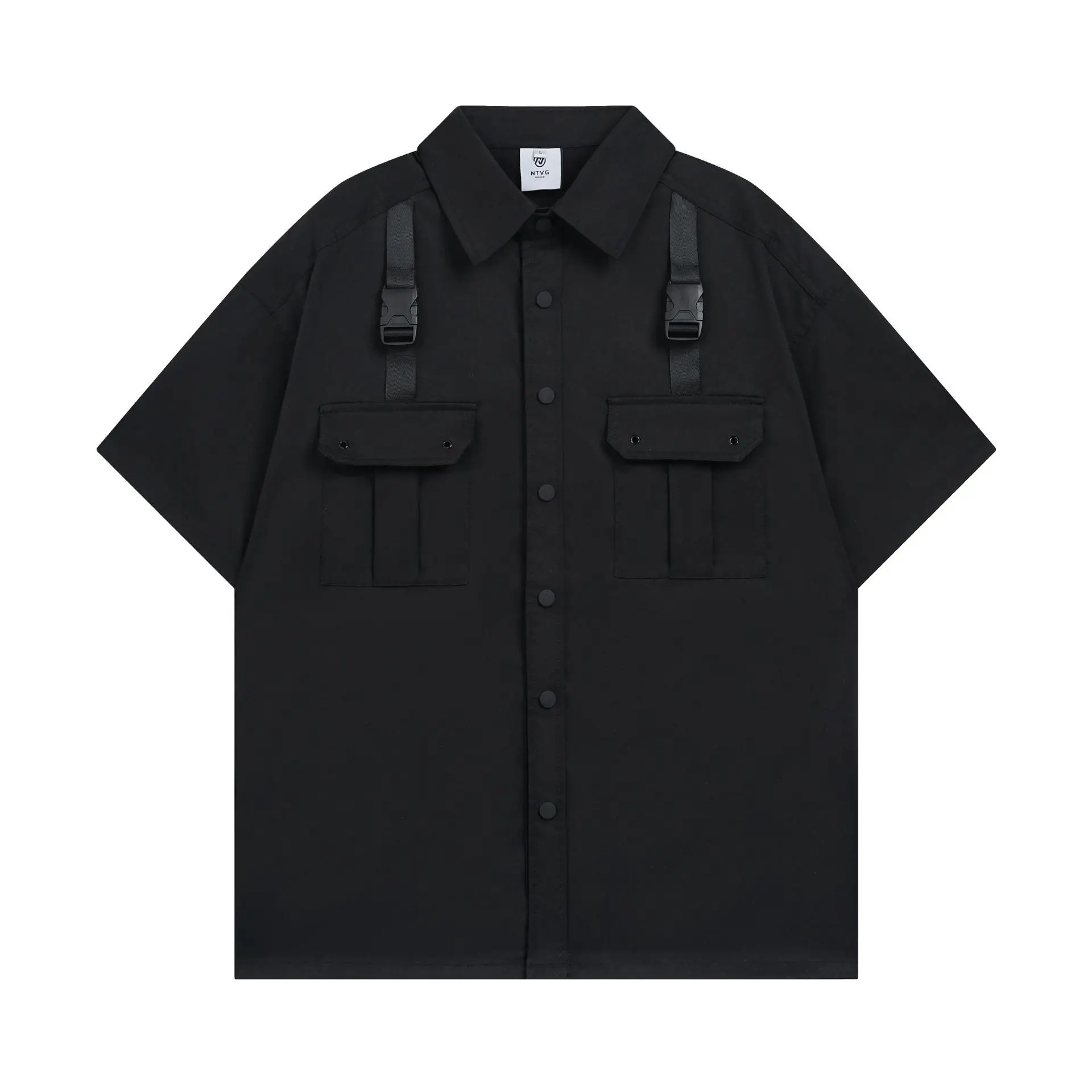 

Рубашка Techwear мужская с коротким рукавом, тактическая свободная футболка, механический Топ, однотонная, лето