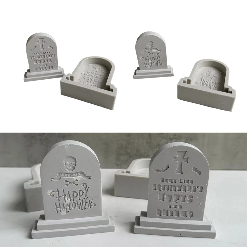 

Halloween Tombstone Silicone Mold Scented Candle Mould DIY Table Ornament Tools Plaster Crafts Making Supplies DropShip