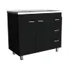 Ferretti Utility Sink with Three Drawers and Double Door Cabinet Black 1