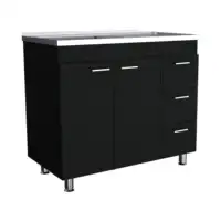 Ferretti Utility Sink with Three Drawers and Double Door Cabinet Black 1