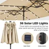 15 ft Large Patio Umbrella with Solar Lights Double-Sided Outdoor Rectangle Market Umbrellas with 36 LED Lights/Base 4