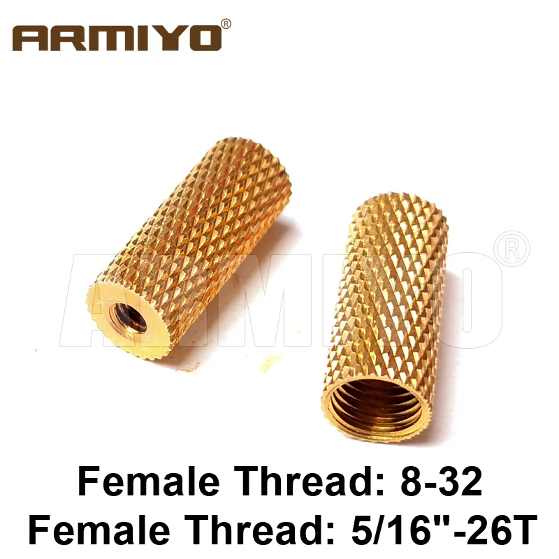 Armiyo 2 teile/los. 22Cal zu 12GA Solide Messing Pinsel Stange Adapter Innengewinde 8-32 zu 5/16 "-26T Jagd reinigung Zubehör – Detail 1