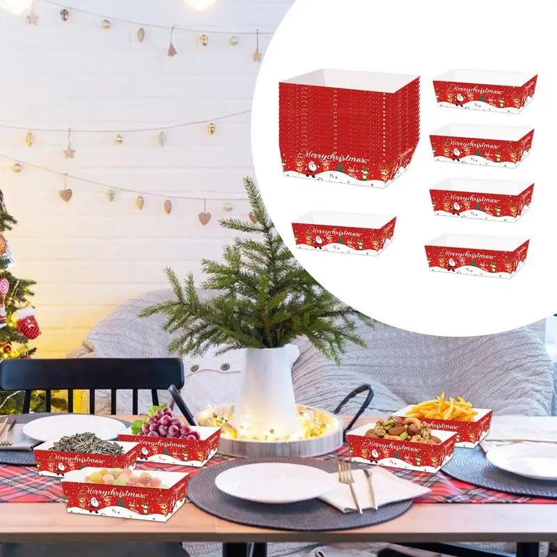 Christmas Paper Food Boats Christmas Snack Food Serving Boats Plates Paper Serving Tray Trays For Snacks