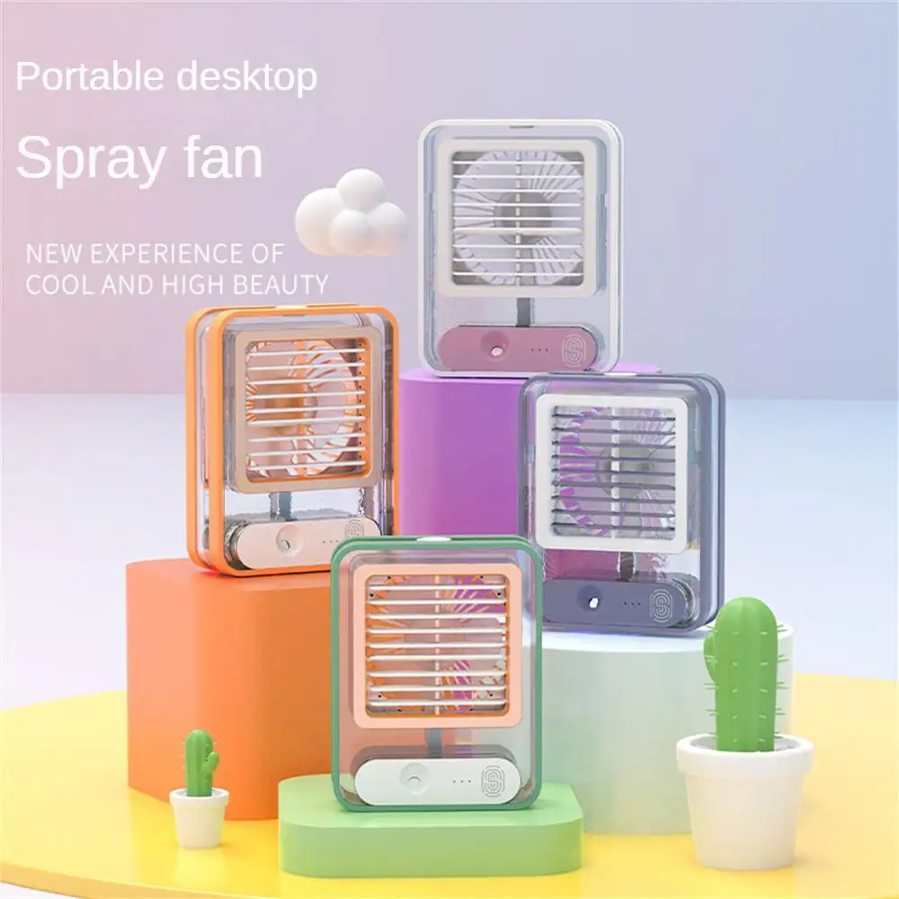 

Portable Air Cooler Desktop Fan Humidification Spray Fan Can Add Water Portable Electric Fans Usb Charge 3 Gears Adjustable Wind
