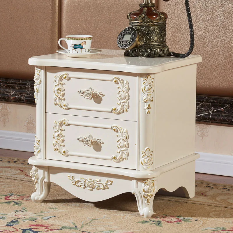 

Wood White Knobs Nightstand Bedside Modern Nordic Trendy Space Saving Table Solid Drawers Storage Mesa De Noche Furniture