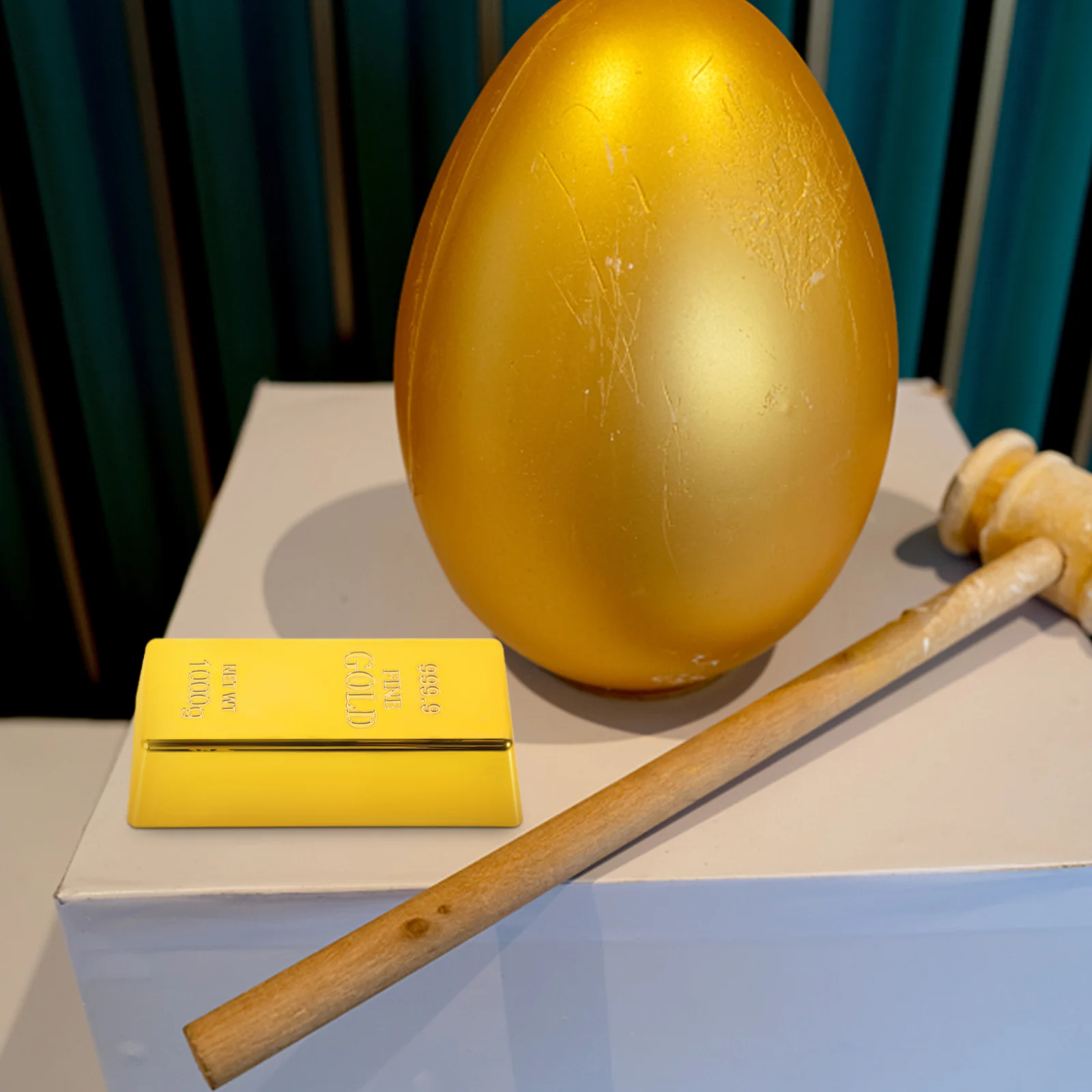 

16CM Simulation Plastic Hollow Gold Bullion Fake Gold Brick Creative Artificial Gold Bar Decorative Prop for Party Activity