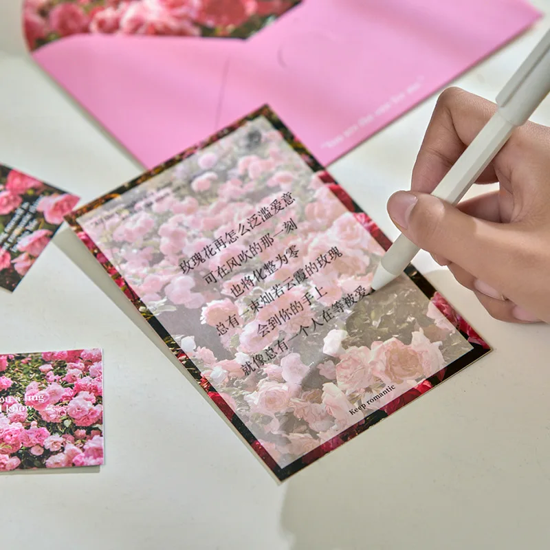 8pcs Envelopes Set with Letter Pads Romantic Flower Message Writing Paper Wedding Party Invitation Card Cover Letter Gift Wrap