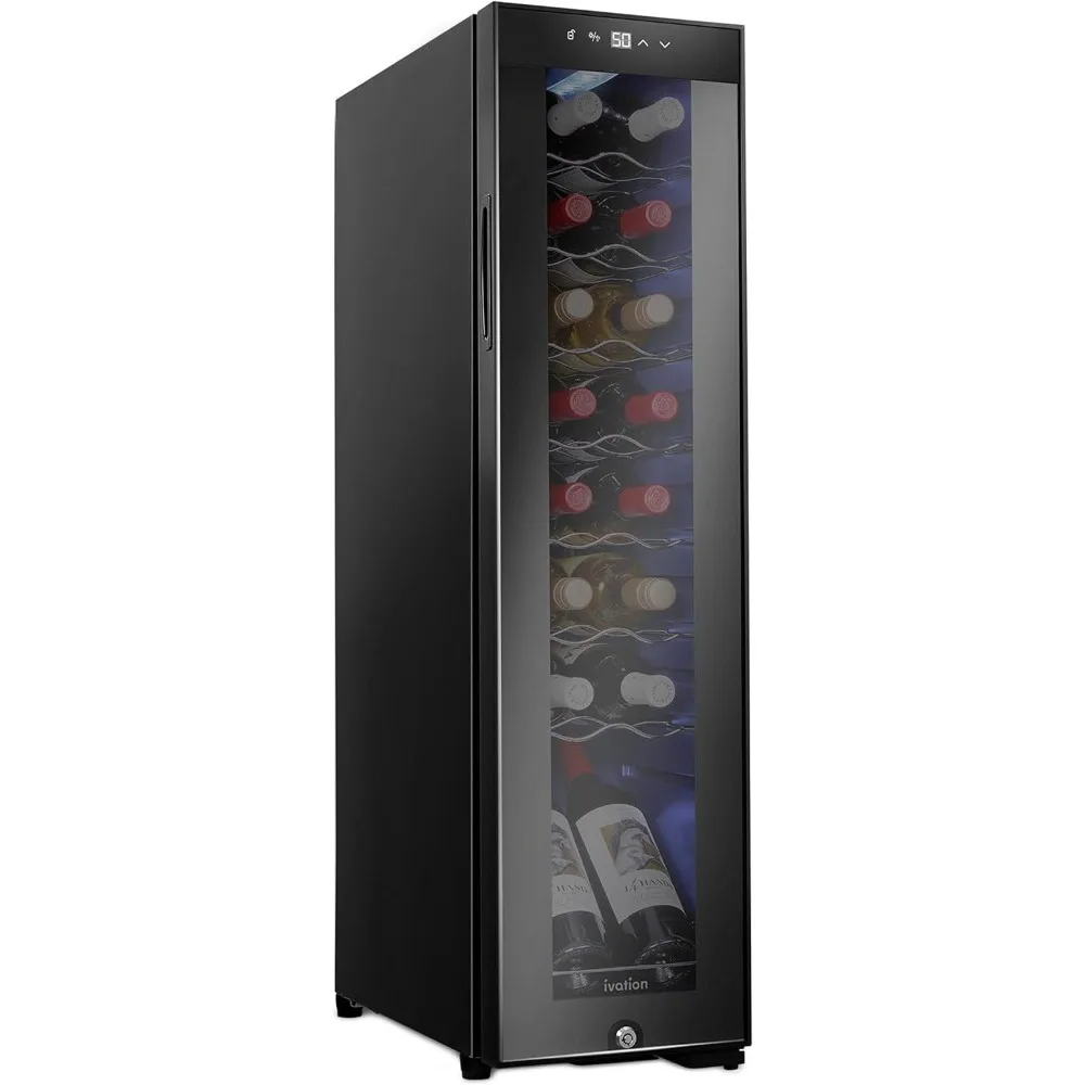 New 16 Bottle Compressor Wine Cooler Refrigerator W/Lock ，41f-64f Digital Temperature Control Fridge Glass Door