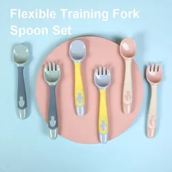 PP Soft Spoon Suitable For Learning To Eat And Training Baby Gadgets Set Soft And Flexible Baby Feeding Spoon Set