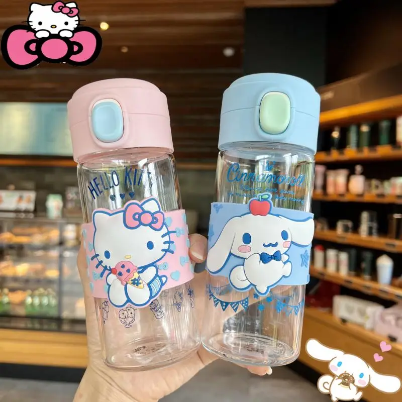 

380 мл Hello Kitty Pompompurin мультяшная бутылка для воды Kawaii My Melody Cinnamoroll Студенческая портативная детская стеклянная чашка подарки игрушка