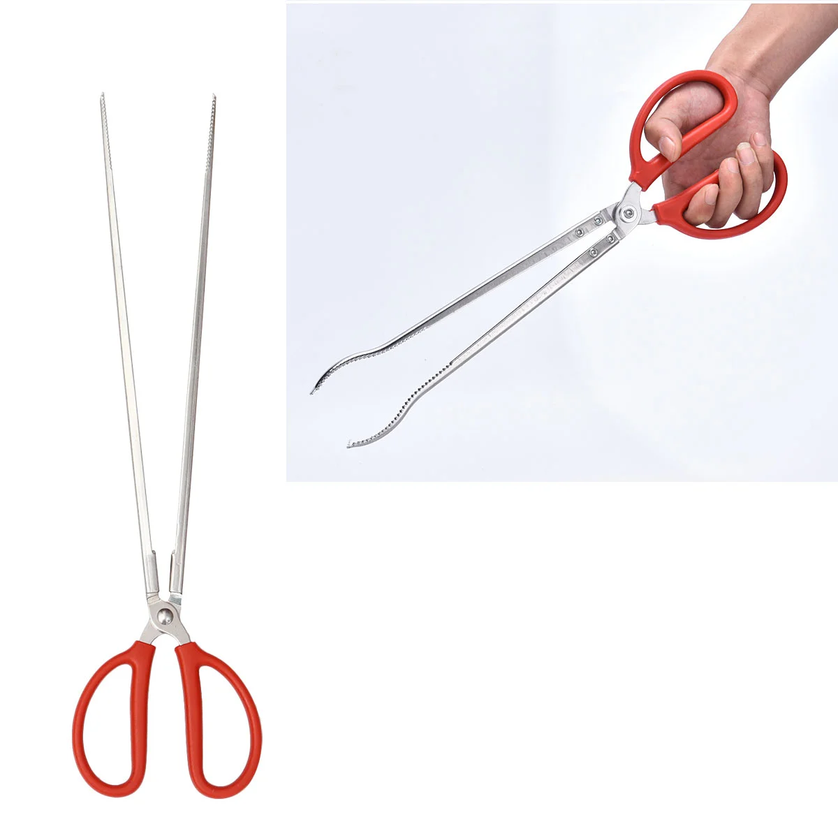 2 PCS Mud Fish Clamp Scissor Tongs Stainless Steel Clip Tools Garbage up Scissors Pliers