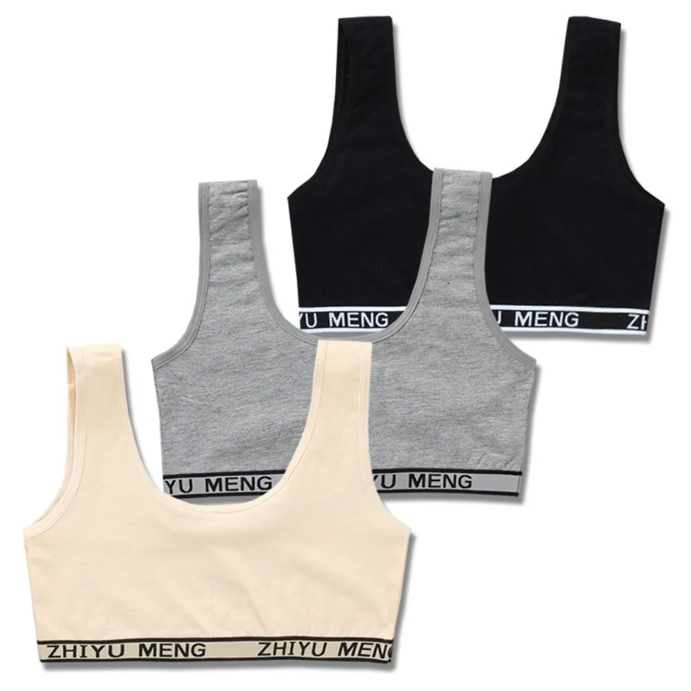 New Solid Color Small Vest Underwear Casual Training Bras Cotton Breathable Developmental Bras for Student Girls