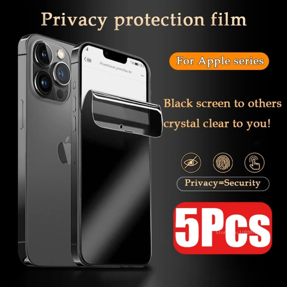 5 Stück Full Cover Privacy Hydrogel Film für IPhone 17 16 15 14 Pro Max 15 14 Plus Displayschutzfolie für iPhone 11 12 13 Pro X XR XS