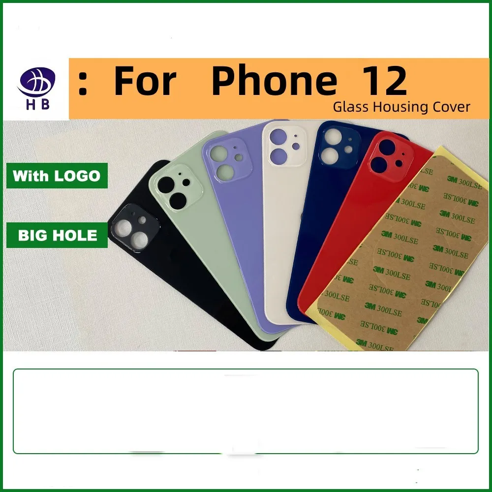 50Pcs For iPhone Back Cover Replacement 8 X 11 12 13 Pro Max Case Large Camera Hole Replacement Rear Battery Glass Cover 12 Mini