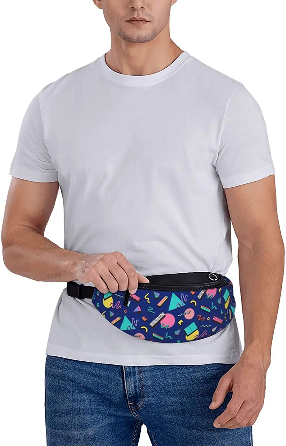 Retro 80s Fanny Packs Waist Bag for Women Men Adjustable Belt Bag