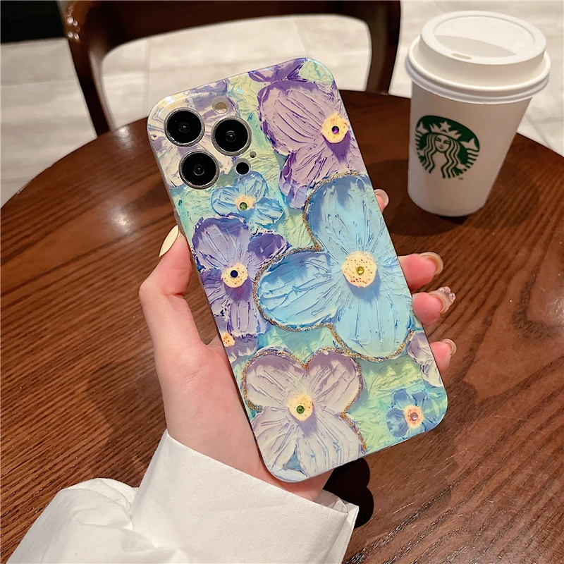 Glitter Flower Reflective Phone Case Cover