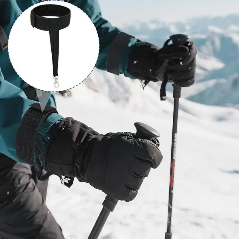Ski Glove Safety Straps Durable Elastic Sport Accessories with Keychain Practical Ski Board Gear Anti-Loss for  Skiing