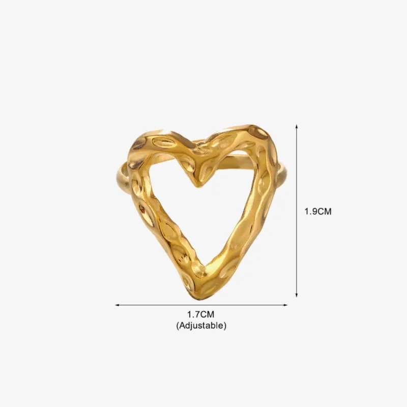 316L Stainless Steel Hollow Love Heart Open Ring for Women Simple Fashion Party Jewelry fashion rings,fashion ring,stainless steel rings,finger rings,metal rings